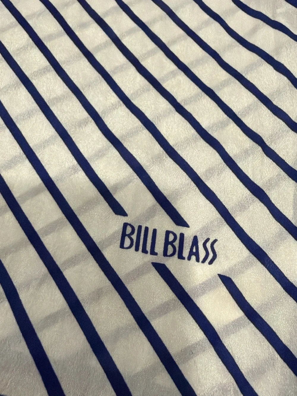Vintage Bill Blass 100% Silk Navy White Scarf Made in Japan